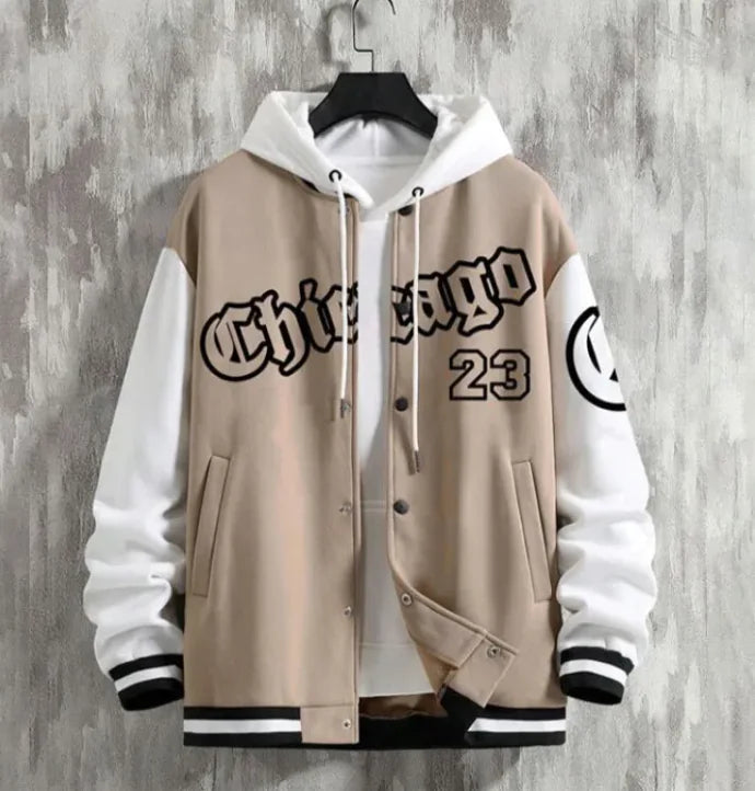 Streetwear Chicago Loose Baseball Jacket.