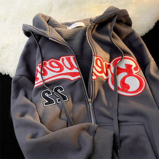 Embroidered Letter Women's Hoodies.