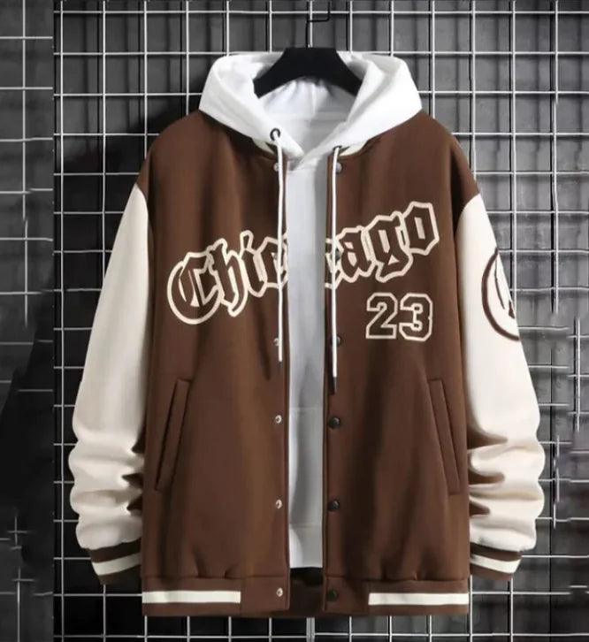 Streetwear Chicago Loose Baseball Jacket.