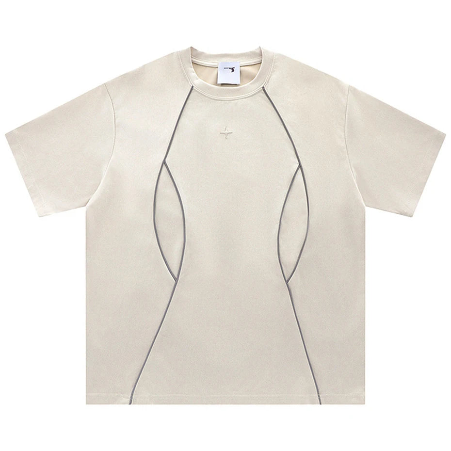 Oversized Unisex uede Tshirt Reflective Striped.