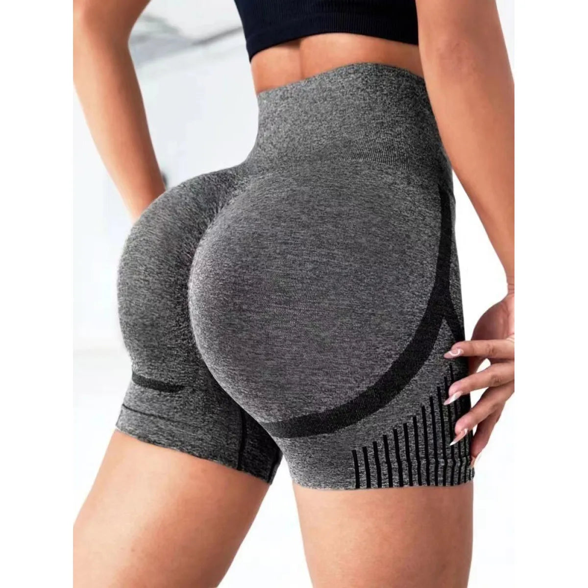 Seamless High-Waist Yoga Shorts.