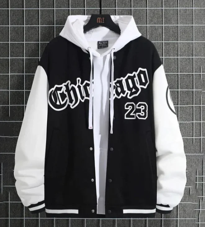 Streetwear Chicago Loose Baseball Jacket.