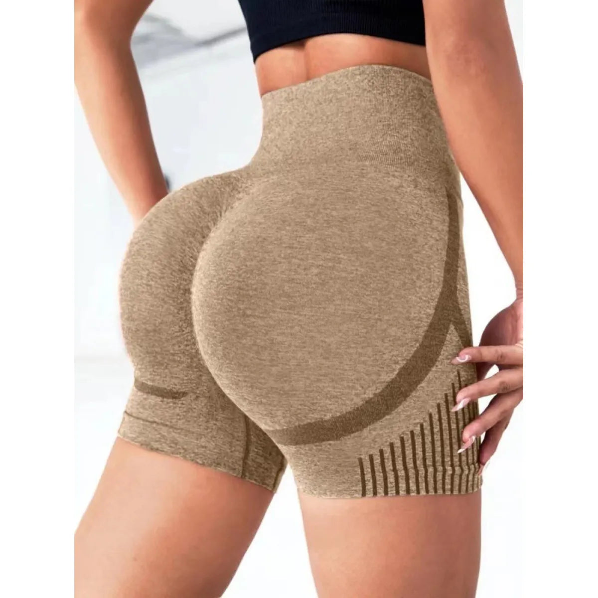 Seamless High-Waist Yoga Shorts.