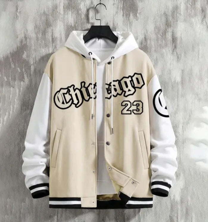 Streetwear Chicago Loose Baseball Jacket.