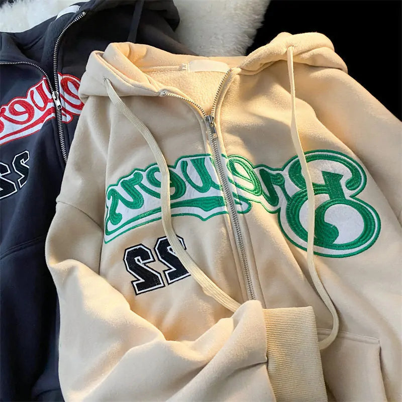 Embroidered Letter Women's Hoodies.