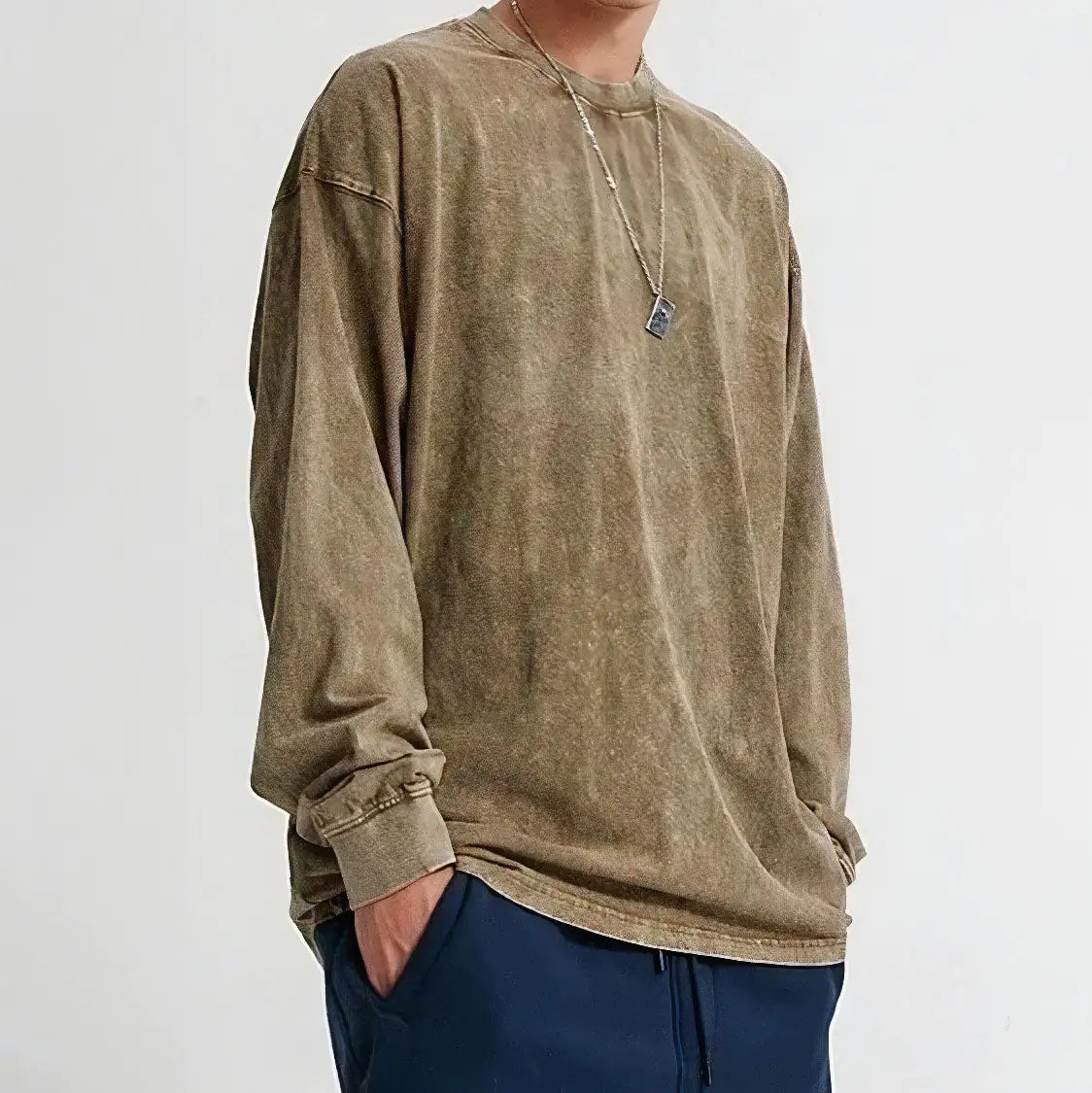 Loose Fit Washed Crewneck Shirt.